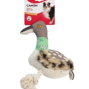Camon-Gioco per cani – volatile anatra in peluche e corda con squeaker