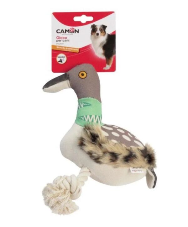 Camon-Gioco per cani - volatile anatra in peluche e corda con squeaker