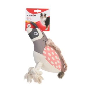 Camon-Gioco per cani – volatile colino in peluche e corda con squeaker