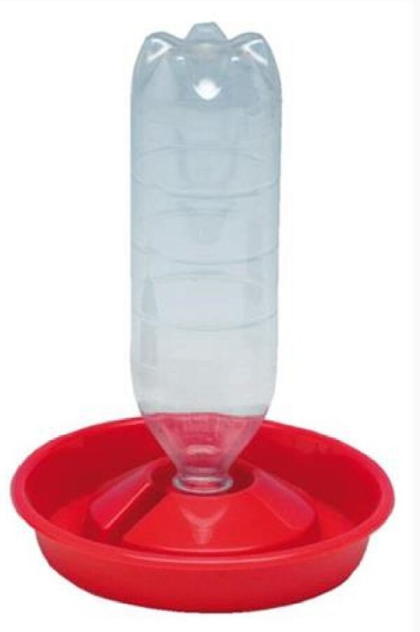 Abbeveratoio a piatto in plastica con porta bottiglia